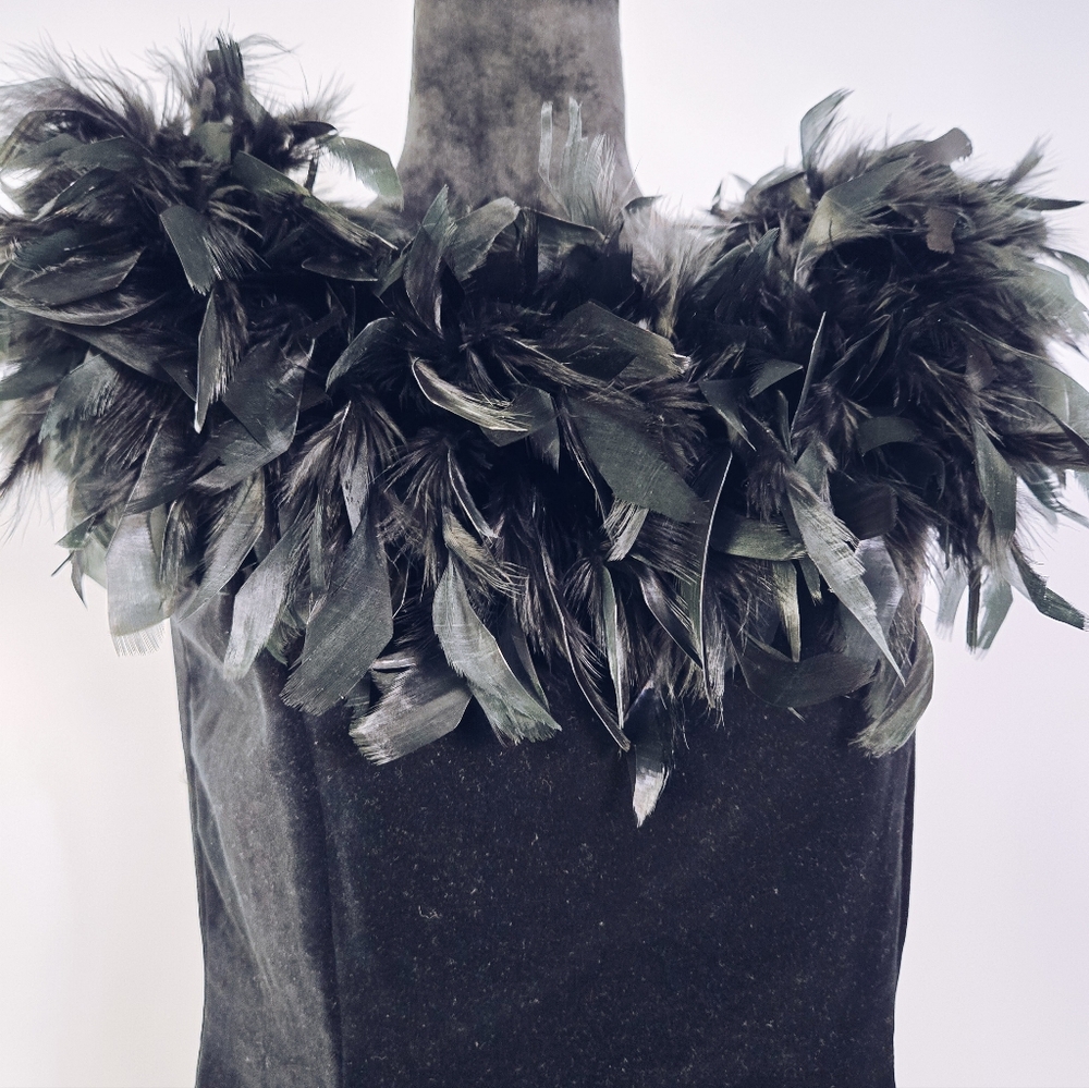 Velvet Feathered Cocktail Dress - Picture 10 of 14